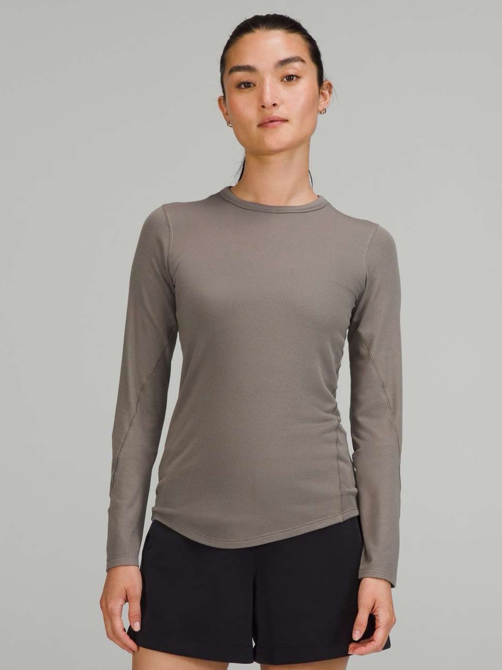 337. Lululemon Hold Tight Ribbed Long Sleeve Shirt Rover modal size 10 PTP 14-18